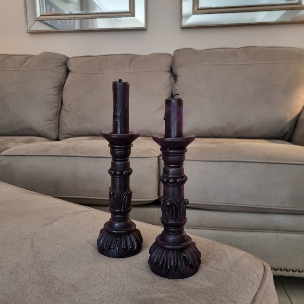 Dusk Candles x2 dark purple - Picture 2 of 5